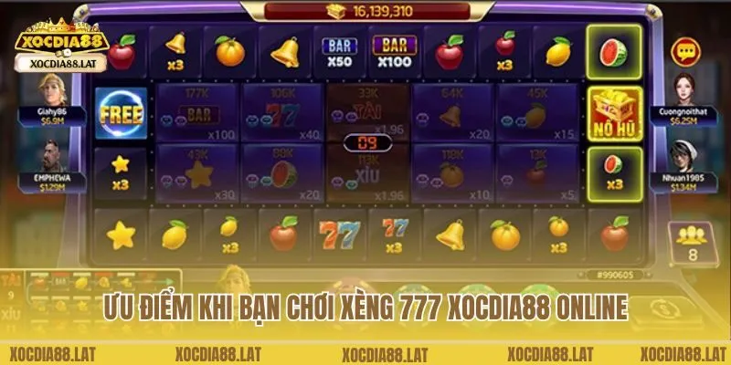 Ưu điểm khi bạn chơi xèng 777 Xocdia88 online