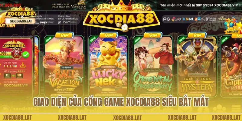 Giao diện của cổng game Xocdia88 siêu bắt mắt